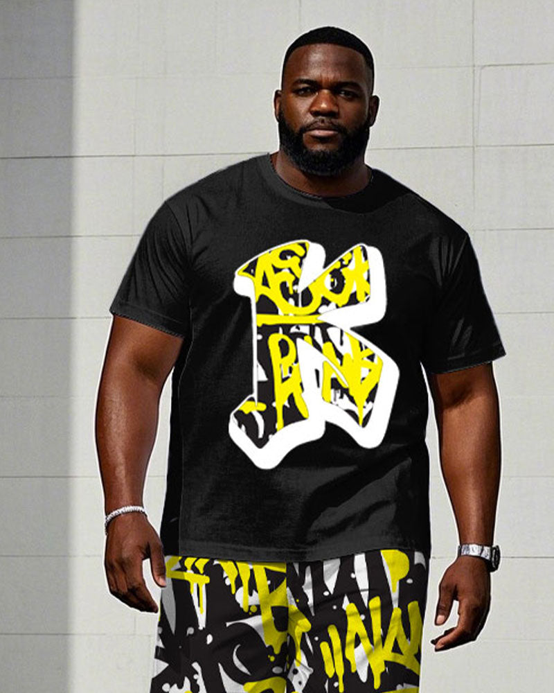 Big & Tall Graphic Graffiti T-Shirt Pants Set for big men view 2