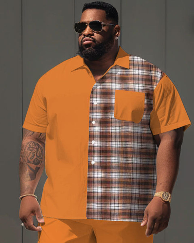 Big & Tall Orange Plaid Graphic Jeans for big men view 3