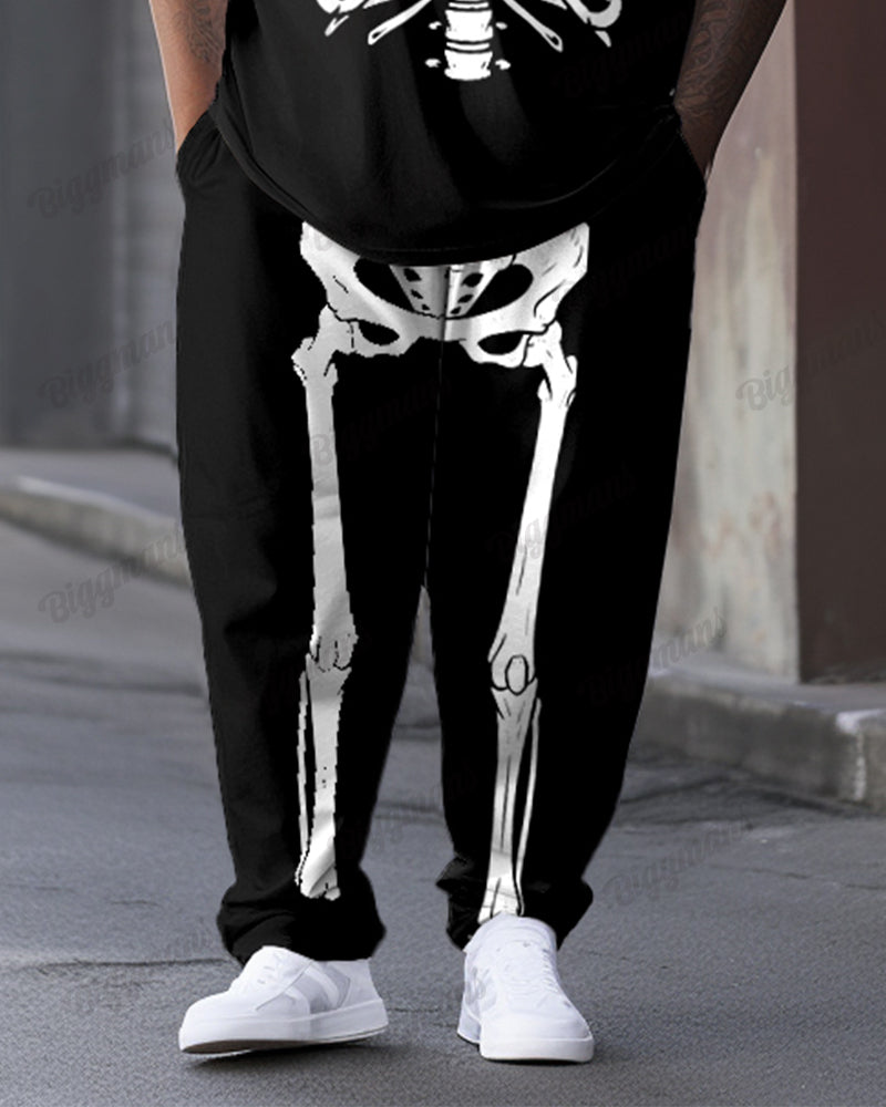Big & Tall Streetwear Skull T-Shirt Pants Set for big men view 3
