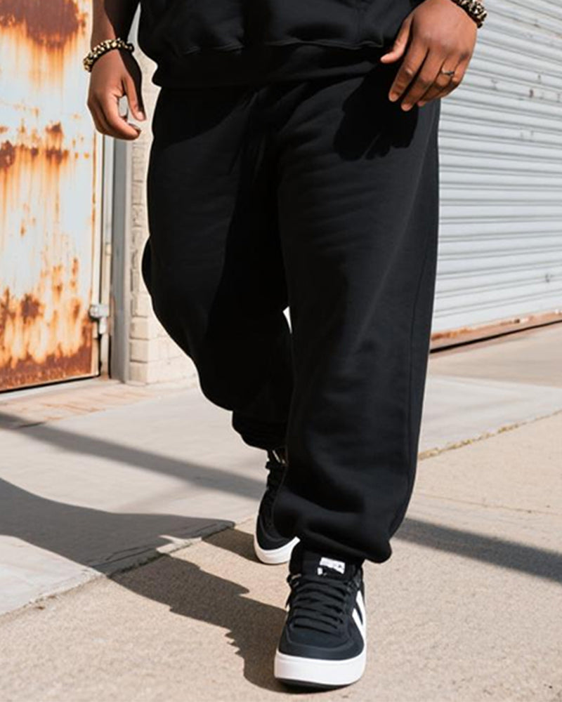 Big & Tall Black Graphic Hoodie Sweatpants Set for big men view 10