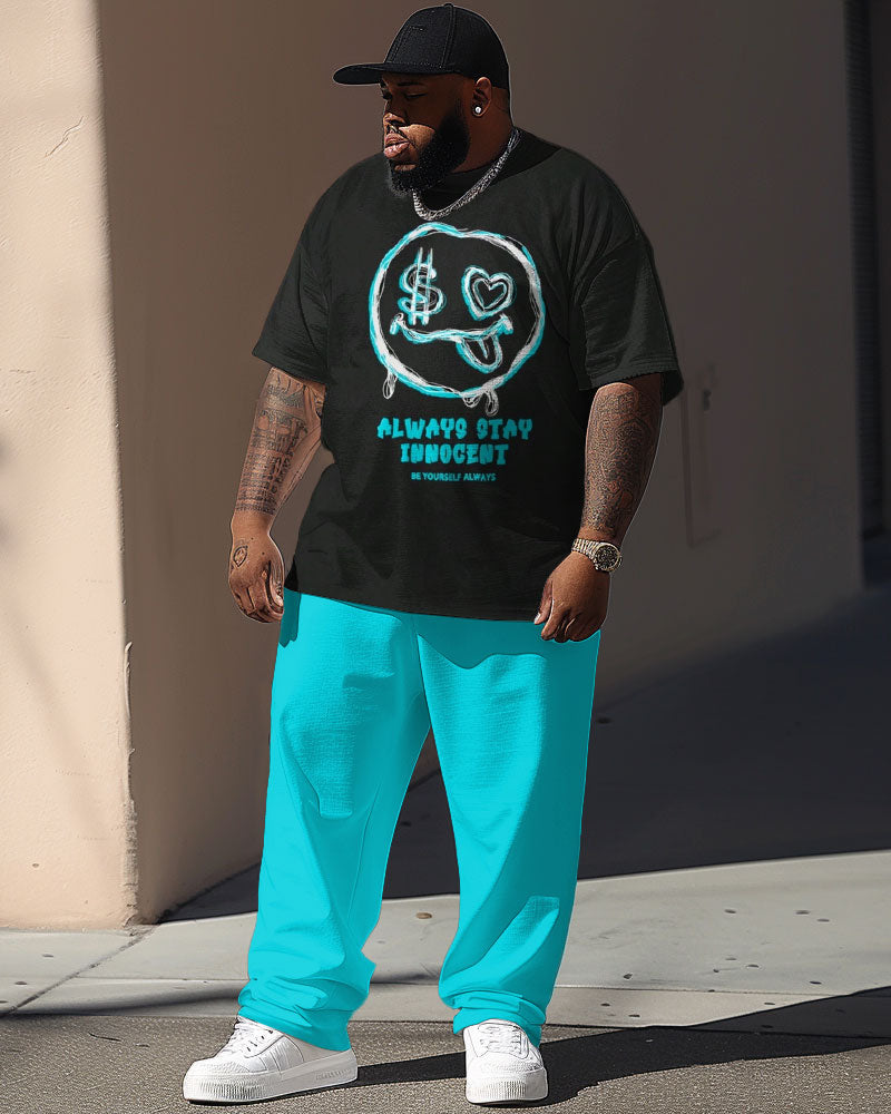 Big & Tall Graphic Streetwear Two-piece Set for big men view 1