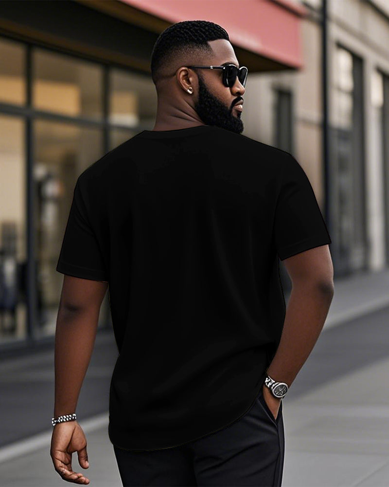 Big & Tall Black White Geometric T-Shirt for big men view 2