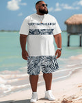 Big & Tall Hawaiian Striped T-Shirt Shorts Set for big men view 2