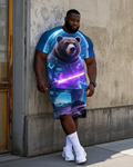 Big & Tall Geometric T-Shirt Shorts Set for big men view 1