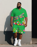 Big & Tall Floral Polo Shorts Set for big men view 1