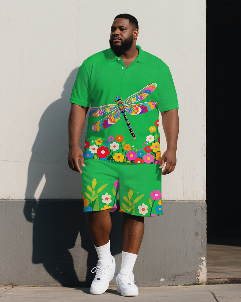 Big & Tall Floral Polo Shorts Set for big men view 1