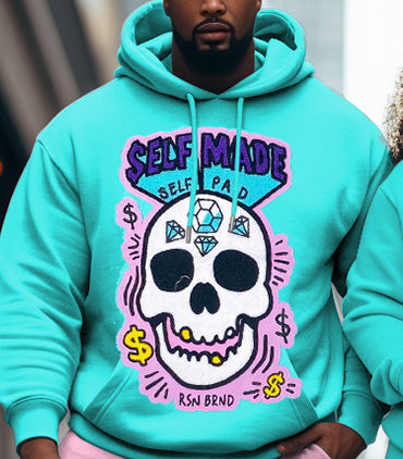 Big & Tall Skull Hoodie Sweatpants Set for big men view 4