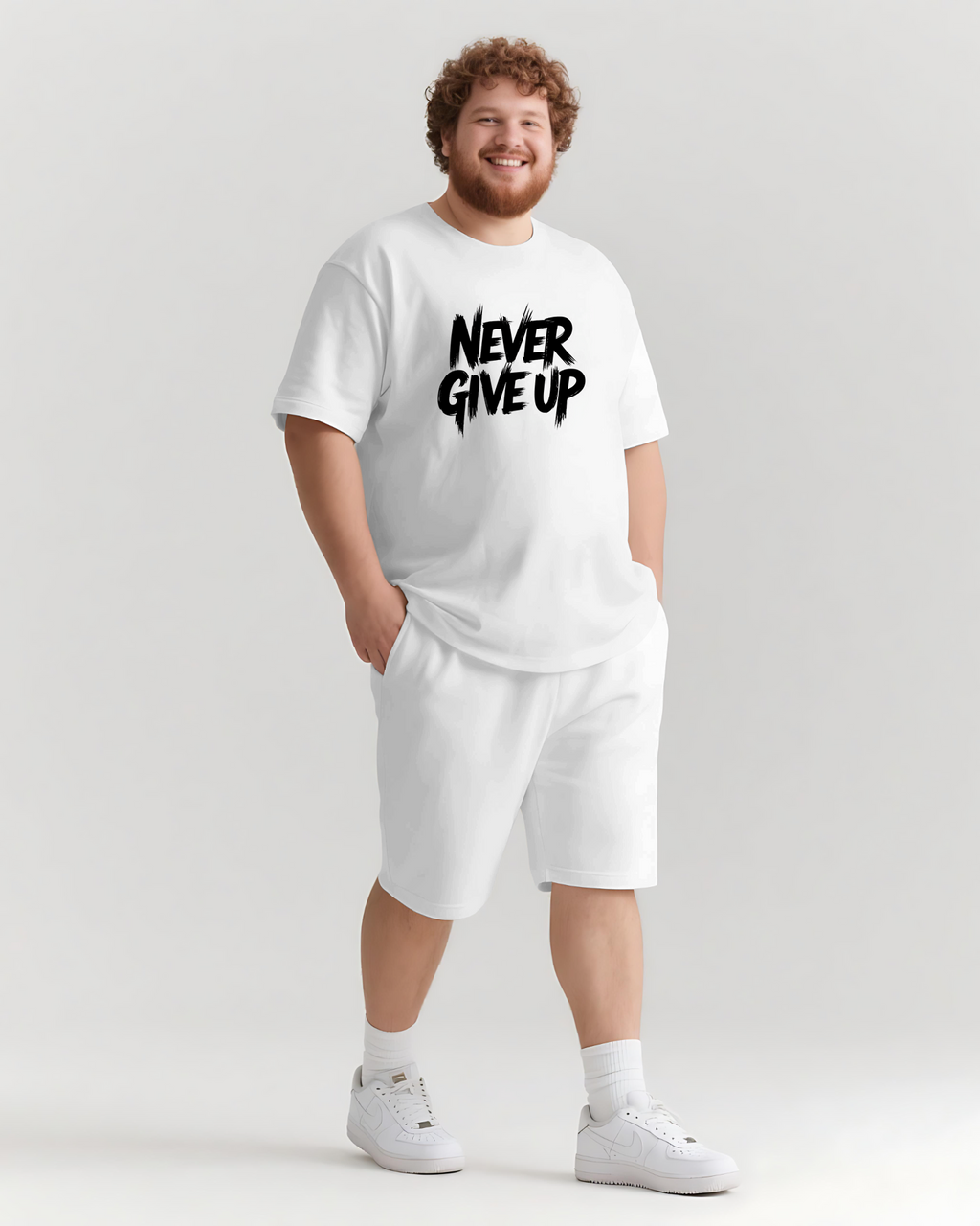 Big & Tall Graphic Streetwear T-Shirt Shorts Set for big men view 2