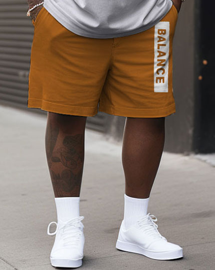Big & Tall Graphic Patchwork T-Shirt Shorts Set for big men view 3