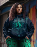 Big & Tall Green Gradient Hoodie Sweatpants Set for big men view 2