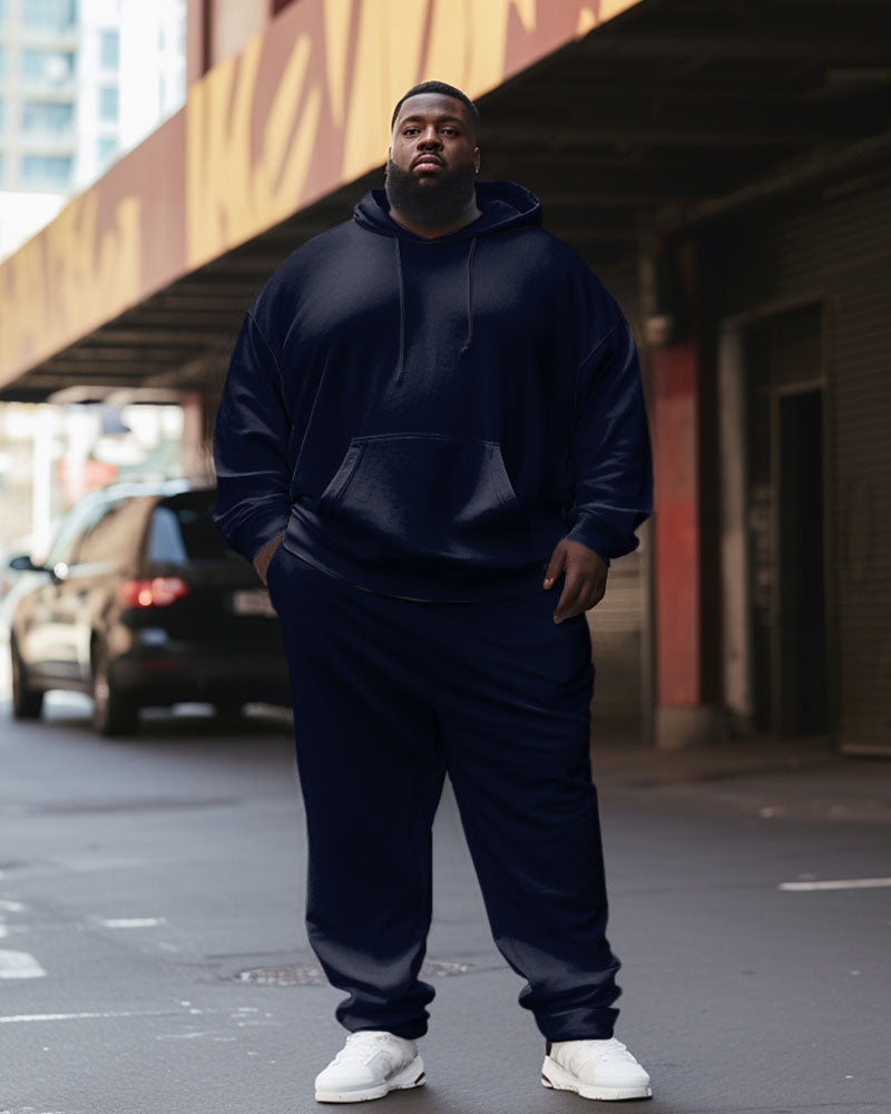 Big & Tall Solid Color Athletic Hoodie Sweatpants Set for big men view 2