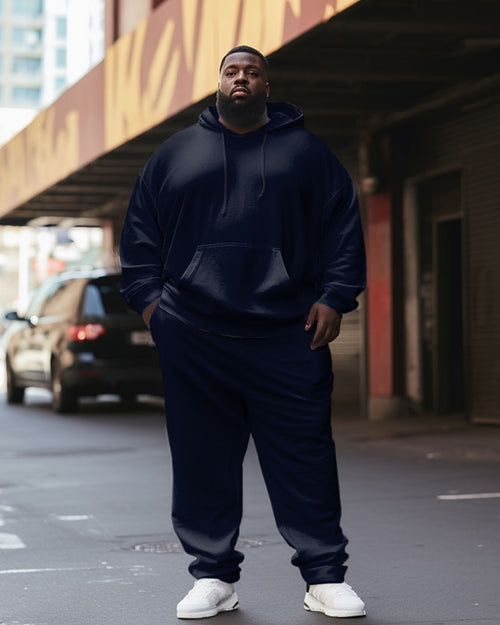 Big & Tall Solid Color Athletic Hoodie Sweatpants Set for big men view 2