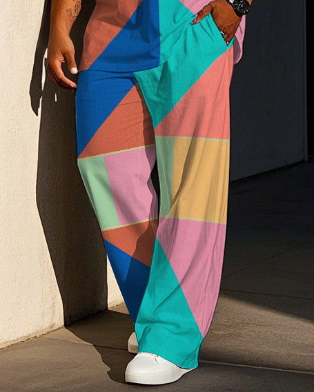 Big & Tall Colorblock Graphic Vest Pants Set for big men view 3