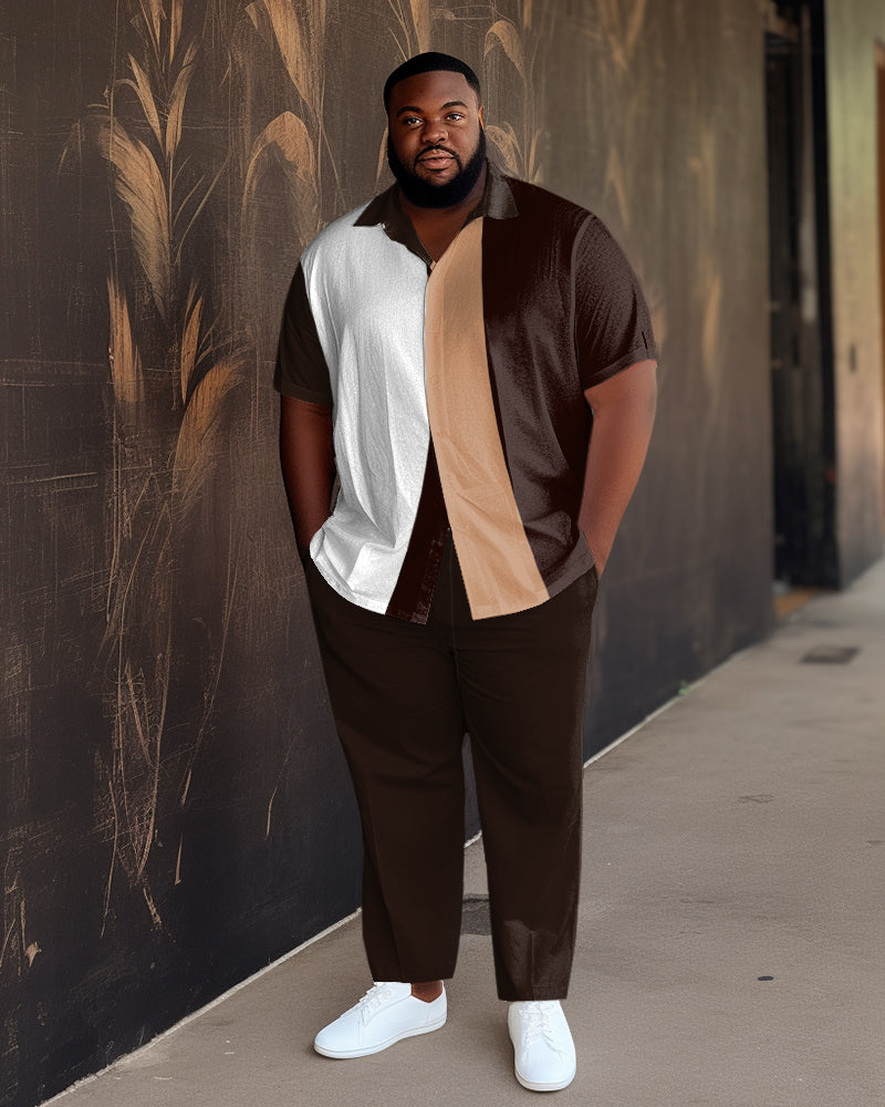 Big & Tall Gradient Shirt Shorts Set for big men view 1