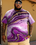 Big & Tall Purple Geometric Graphic T-Shirt for big men