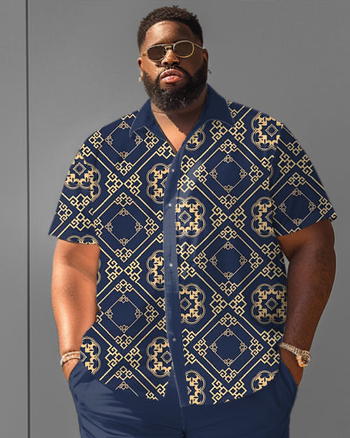 Big & Tall Streetwear Vintage T-Shirt Shorts Set for big men view 2