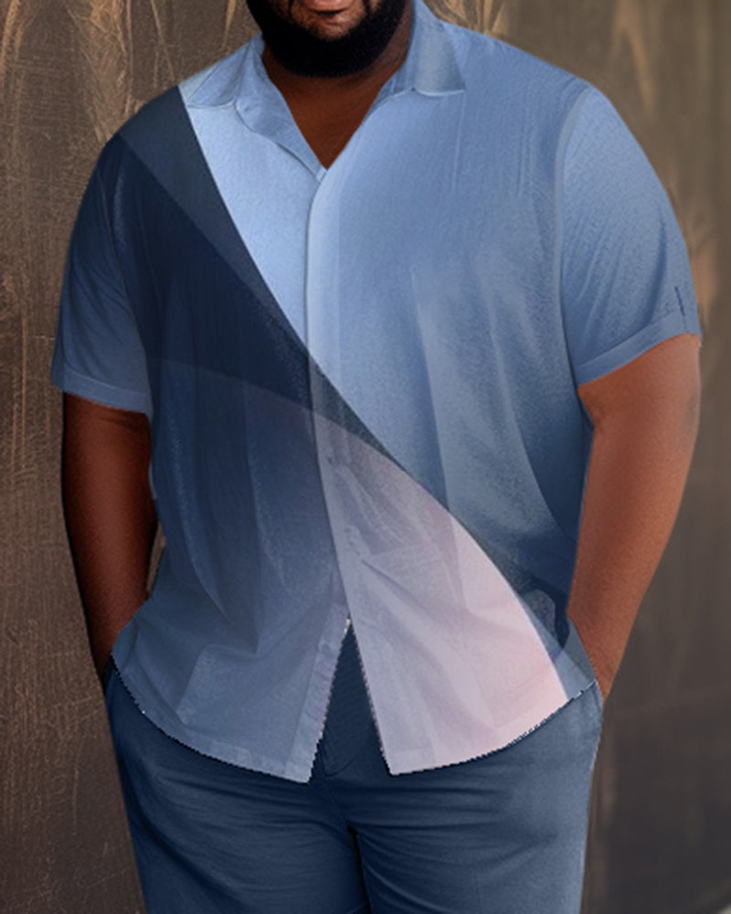 Big & Tall Blue Gradient Shirt Pants Set for big men view 2