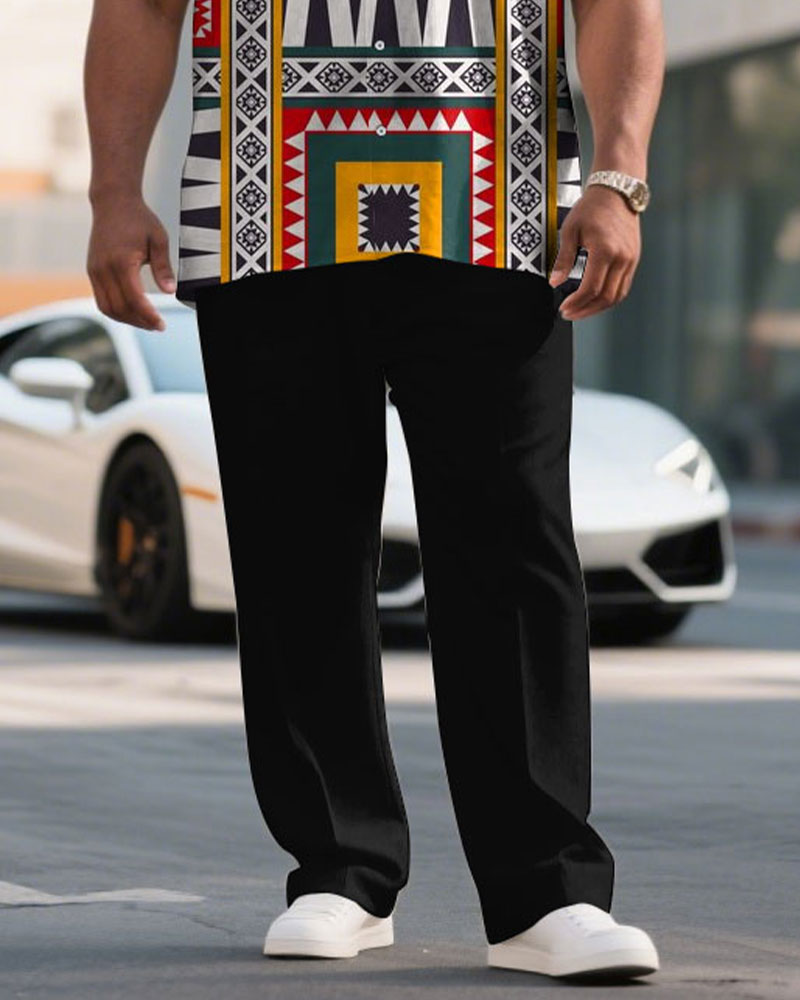 Big & Tall Business Casual T-Shirt Pants Set for big men view 3