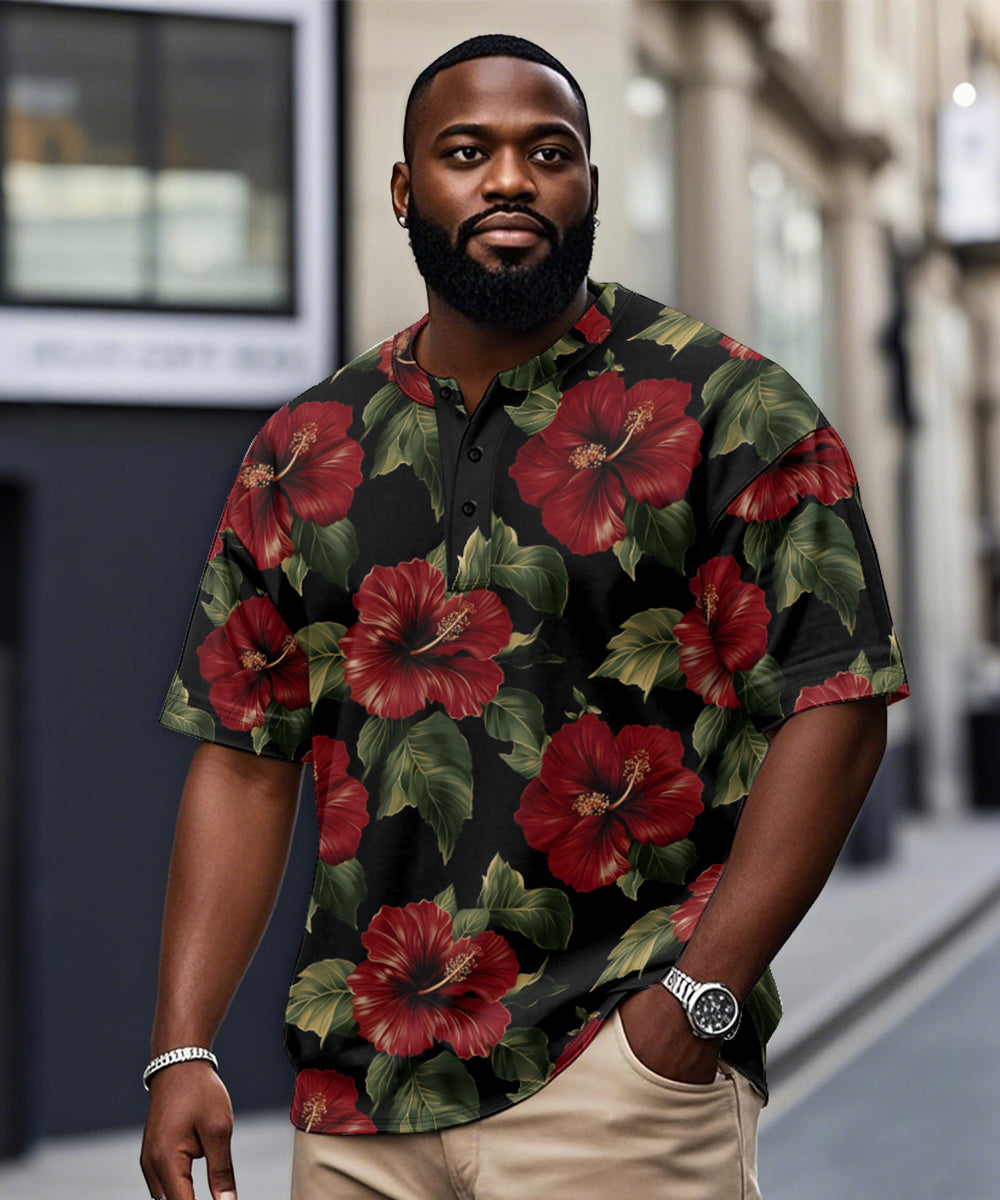 Big & Tall Red Hawaiian Graphic T-Shirt for big men view 1