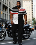 Big & Tall Geometric T-Shirt Pants Set for big men view 1