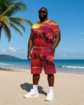 Big & Tall Hawaiian T-Shirt Shorts Set for big men view 1