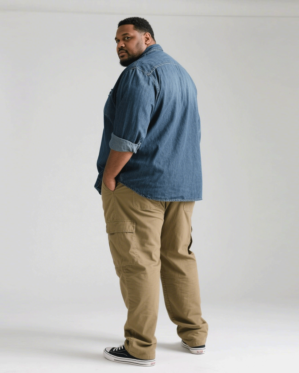 Big & Tall Khaki T-Shirt Pants Set for big men view 4