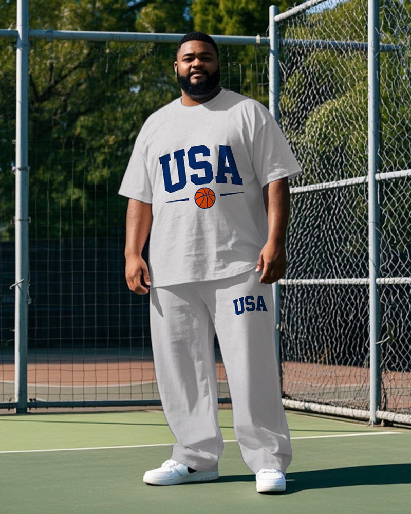 Big & Tall Graphic T-Shirt Pants Set for big men view 1