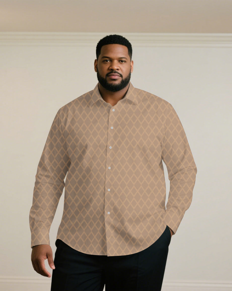 Big & Tall Black Khaki Long Sleeve Shirt for big men view 3