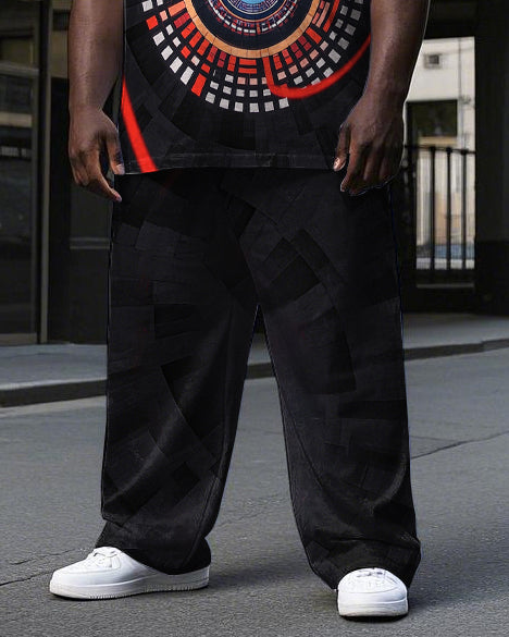 Big & Tall Geometric T-Shirt Pants Set for big men view 3
