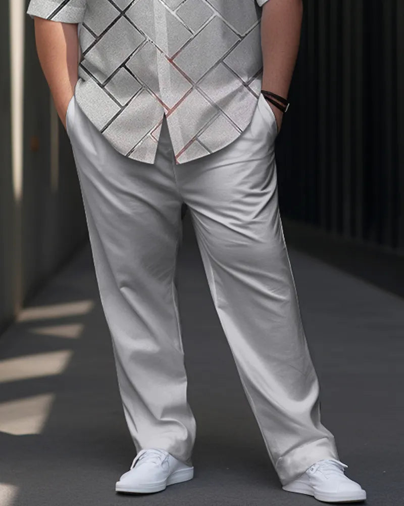 Big & Tall Graphic Business Casual Shirt Pants Set for big men view 3