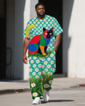 Big & Tall Colorblock Floral T-Shirt Pants Set for big men view 1