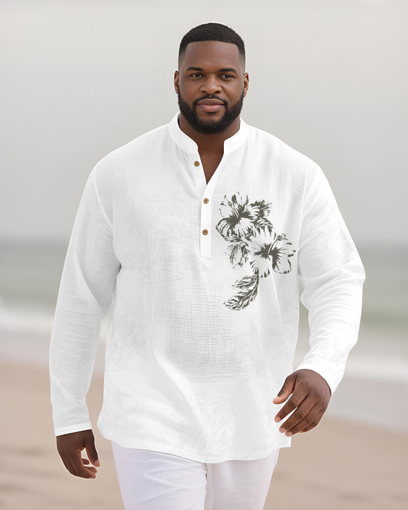 Big & Tall Patchwork Long Sleeve Shirt for big men view 2