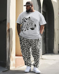 Big & Tall Graphic Streetwear Two-piece Set for big men view 1