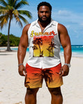 Big & Tall Hawaiian Graphic T-Shirt Shorts Set for big men view 1