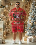 Big & Tall Red Graphic T-Shirt Shorts Set for big men view 1