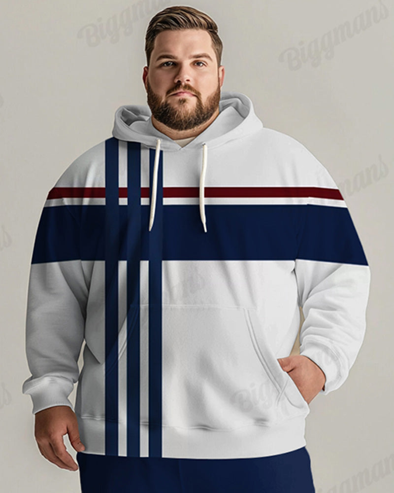 Big & Tall Black White Colorblock Two-Piece Set for men view 2