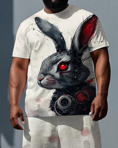 Big & Tall Graphic T-Shirt Shorts Set for big men view 2