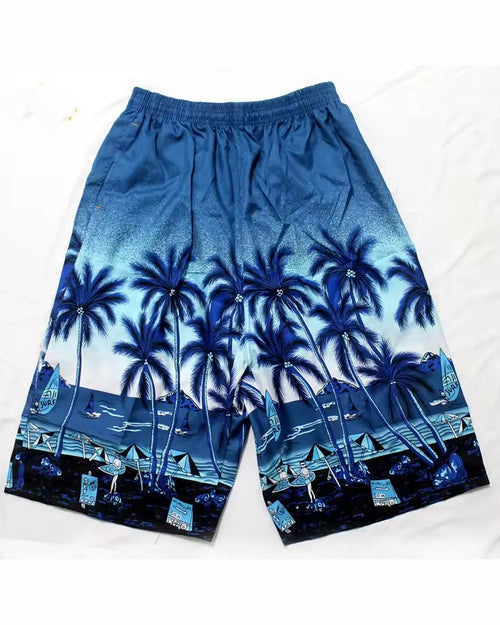 Big & Tall Blue Green Hawaiian Shorts for big men view 1