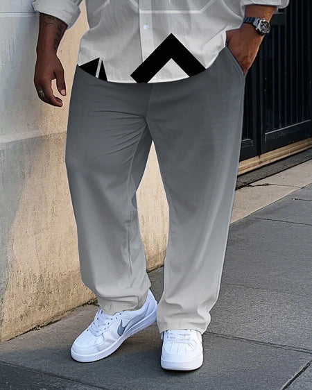Big & Tall Gray Gradient Graffiti Shirt Pants Set for big men view 3