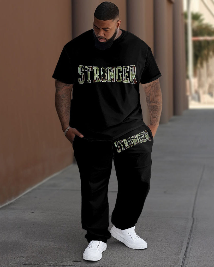 Big & Tall Graphic Camouflage T-Shirt Pants Set for big men view 1