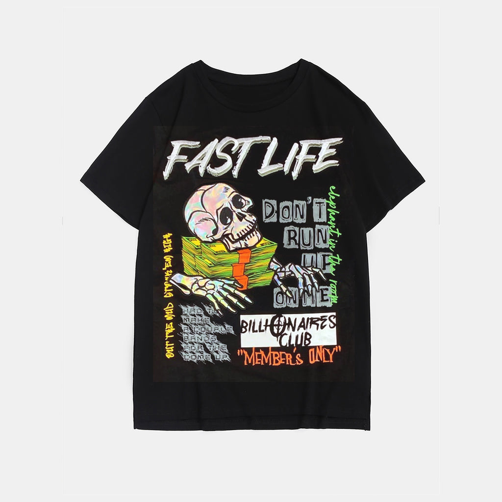Big & Tall Black Streetwear Skull T-Shirt for big men view 2