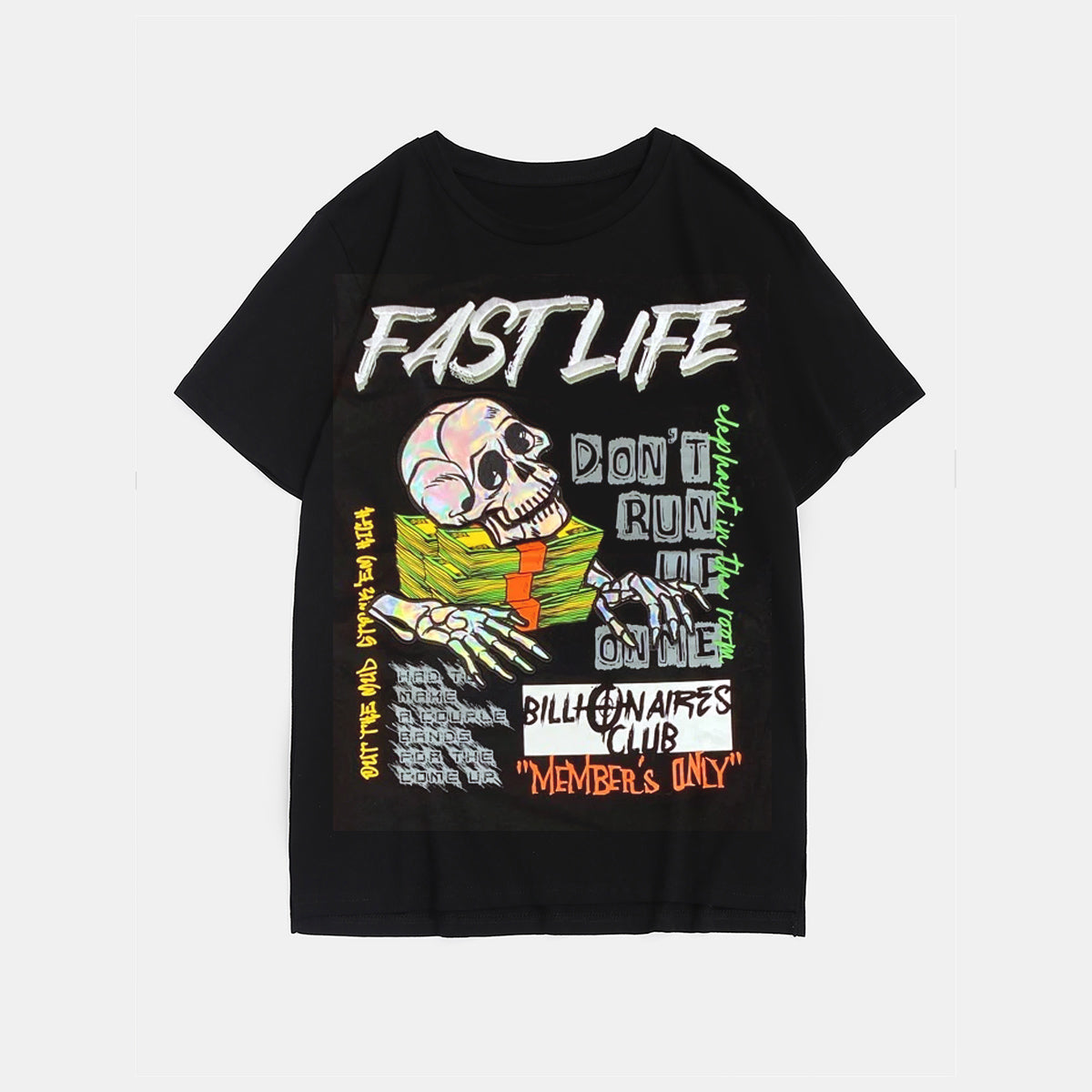 Big & Tall Black Streetwear Skull T-Shirt for big men view 2