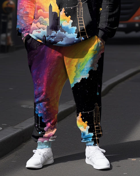 Big & Tall Graffiti Hoodie Sweatpants Set for big men view 3