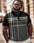 Big & Tall Black Striped Polo Shirt for big men