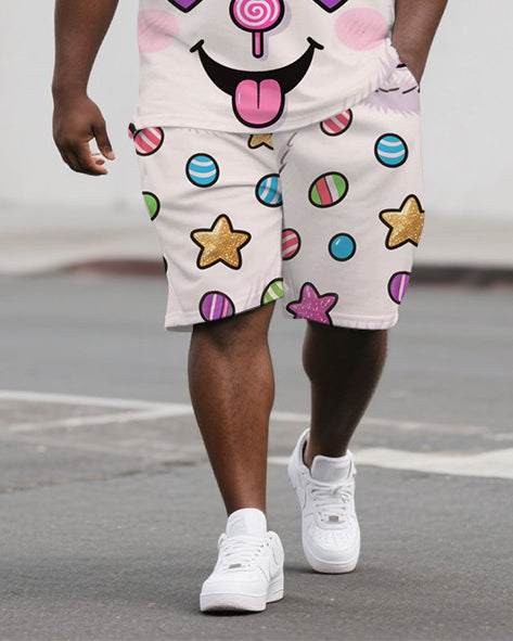 Big & Tall Streetwear Polo Shorts Set for big men view 3