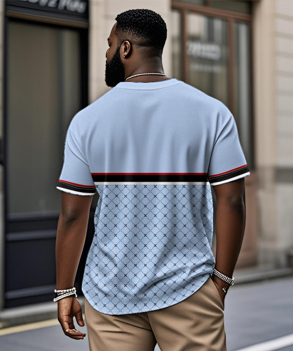 Big & Tall Blue Striped Graphic T-Shirt for big men view 2