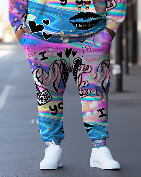 Big & Tall Graphic Hoodie Sweatpants Set for big men view 3