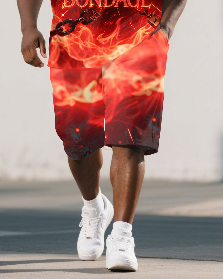 Big & Tall Graphic Polo Shorts Set for big men view 3
