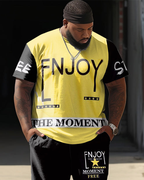 Big & Tall Colorblock Streetwear T-Shirt Pants Set for big men view 2
