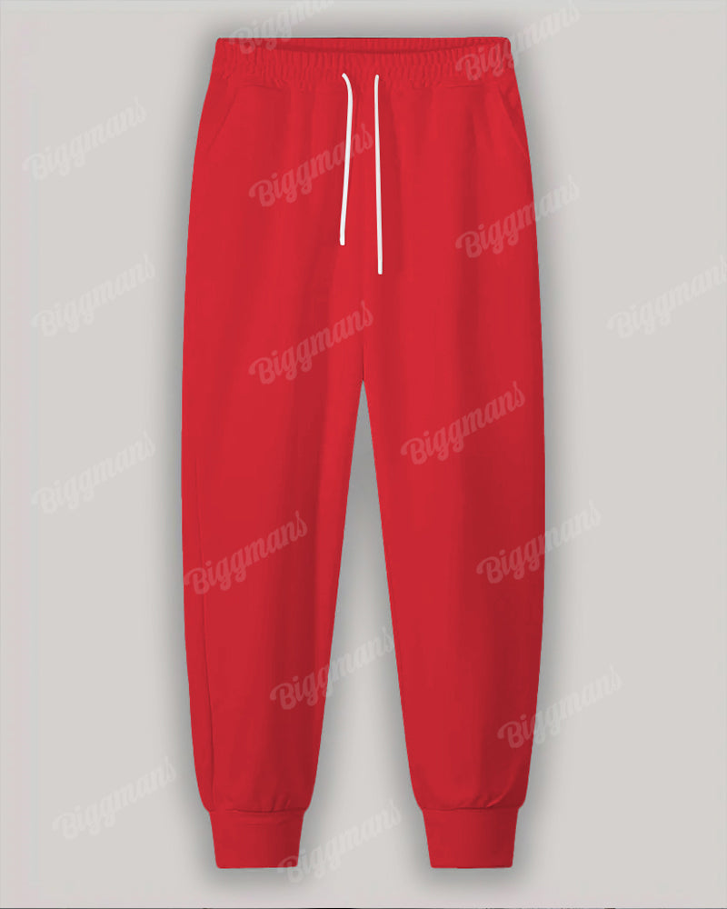 Big & Tall Red Business Casual Hoodie Sweatpants Set for big men view 9